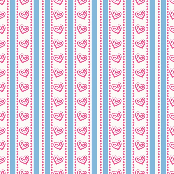 Striped pattern with hearts. Vector seamless background. — Stock Vector