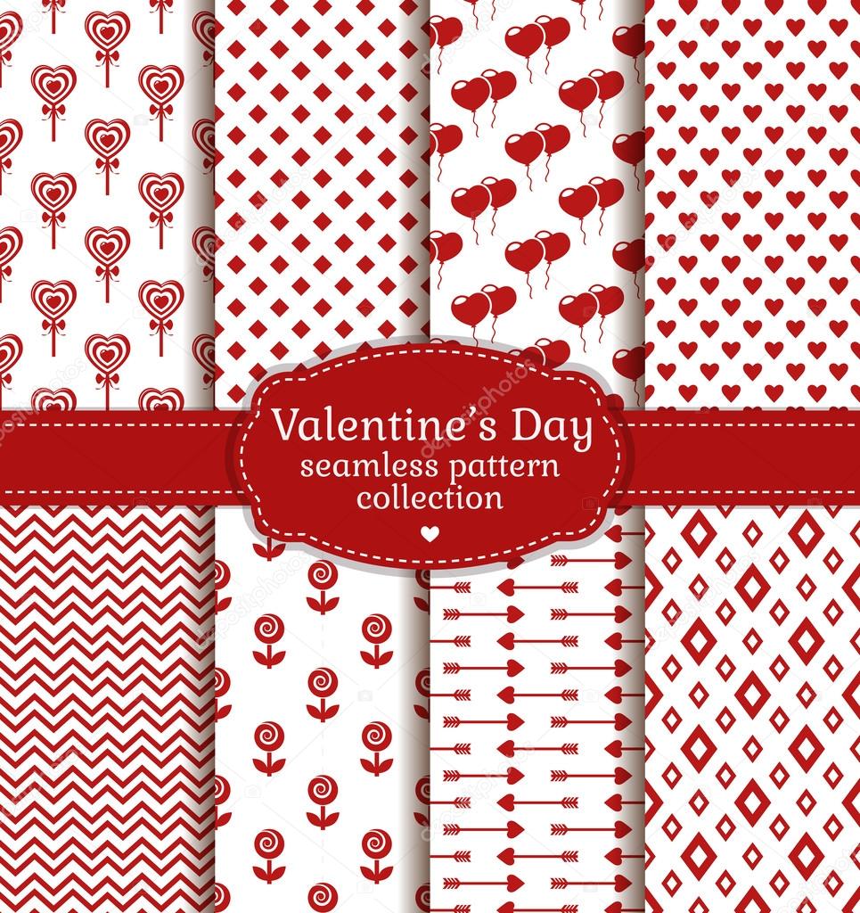 Happy Valentine's Day! Set of love and romantic seamless pattern