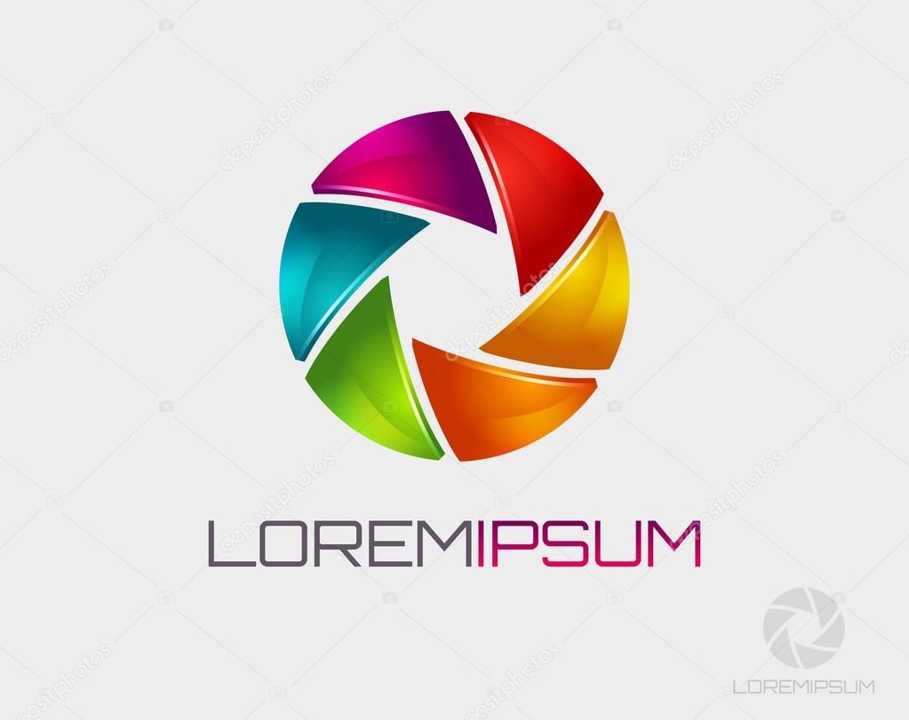 Photo logo template. Colorful diaphragm icon. Vector illustration.