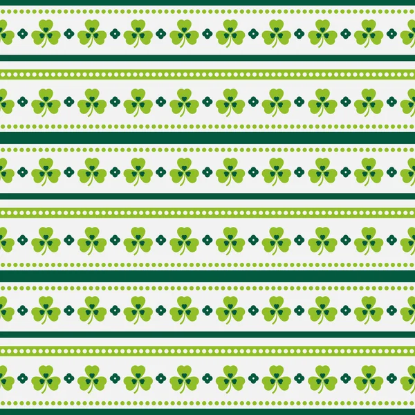 Happy St. Patrick's Day! Seamless striped pattern with shamrocks — Stock Vector