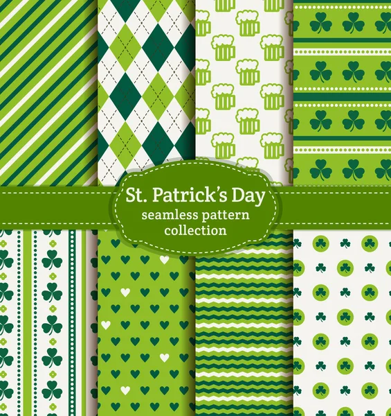 Happy St Patrick'ın gün! Vektör Dikişsiz desen seti. — Stok Vektör