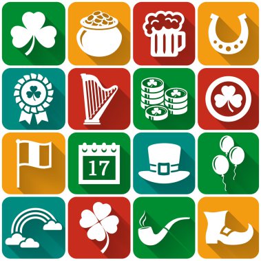 St Patrick's Day düz simgeler vektör ayarla.