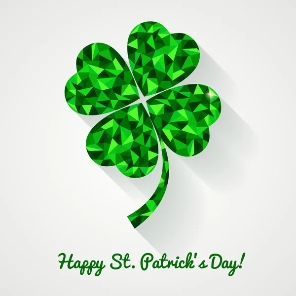 Šťastný St. Patrick je den! Přání s polygonální jetel lea — Stockový vektor