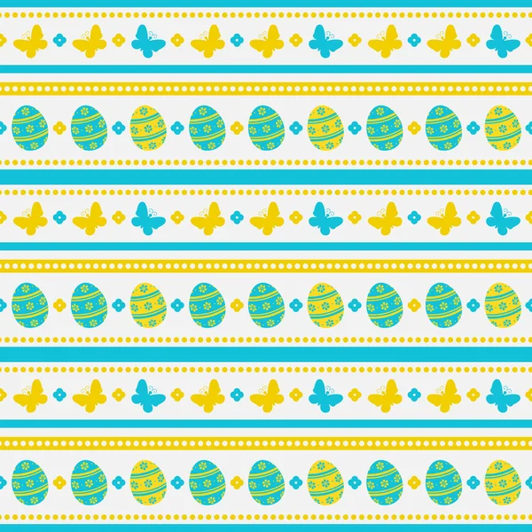 Easter seamless pattern with eggs and butterflies. Vector background. — ストックベクタ