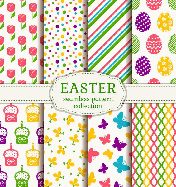 Happy Easter! Vector seamless patterns. — Stock Vector