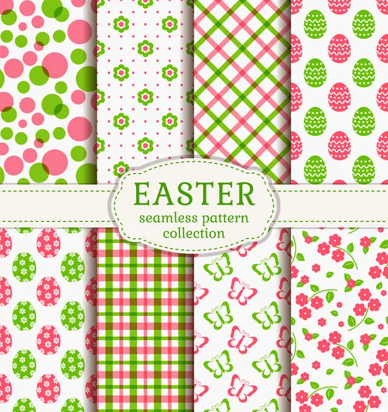 Happy Easter! Vector seamless patterns. - Stok Vektor