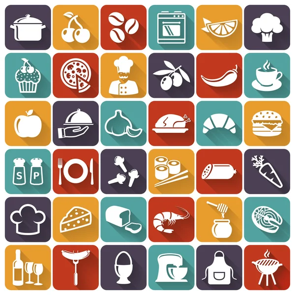 Jídlo a vaření ikony — Stockový vektor
