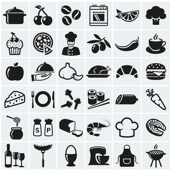 Iconos de comida y cocina — Vector de stock