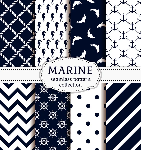 Sea and nautical patterns set. — Stock Vector