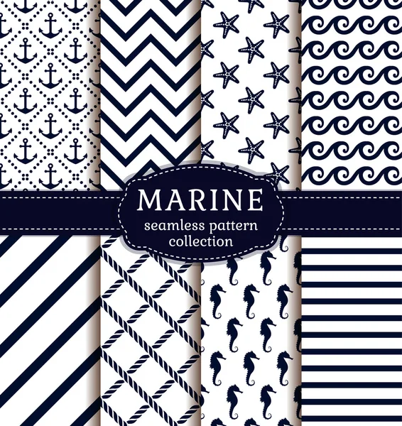 Sea and nautical patterns set. — Stock Vector