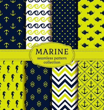 Deniz ve deniz desenleri kümesi. 