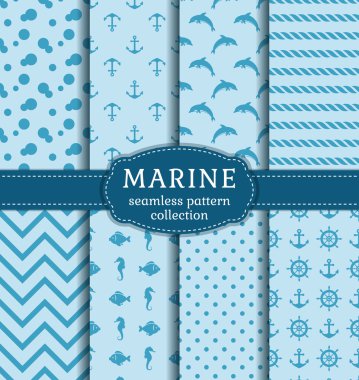 Deniz ve deniz Dikişsiz desen ayarla. 