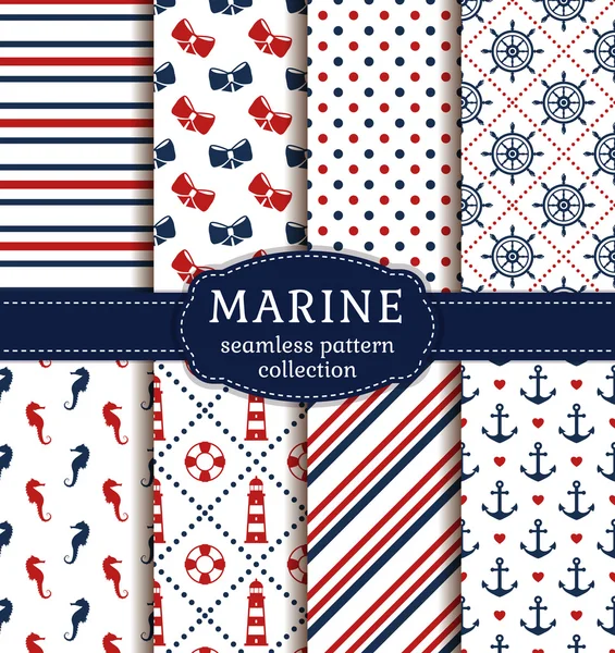 Sea and nautical patterns set. — Stock Vector