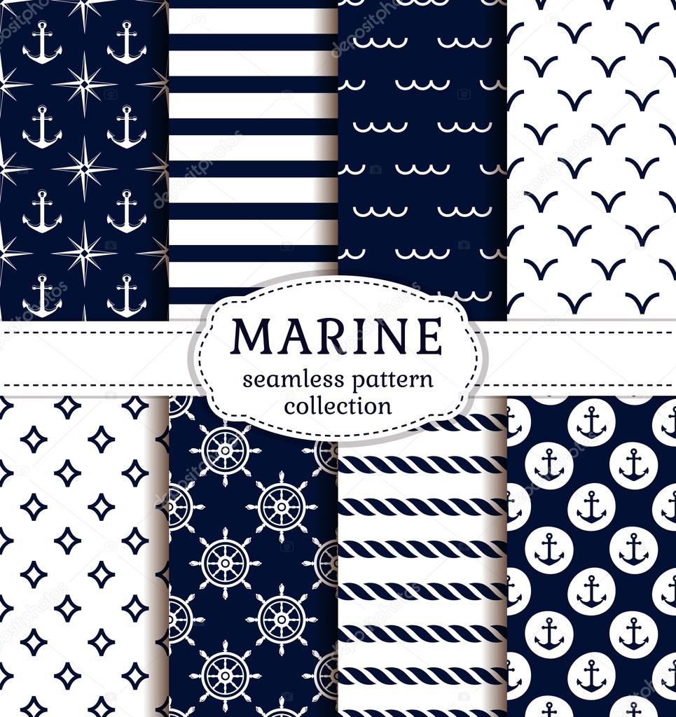 Sea and nautical patterns set. 