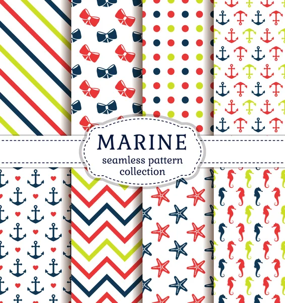 Sea and nautical patterns set. — Stock Vector