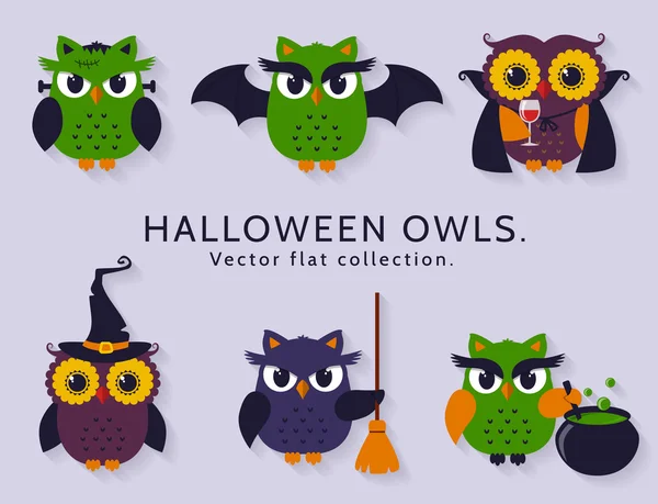 Halloween ugglor. Vector set. — Stock vektor