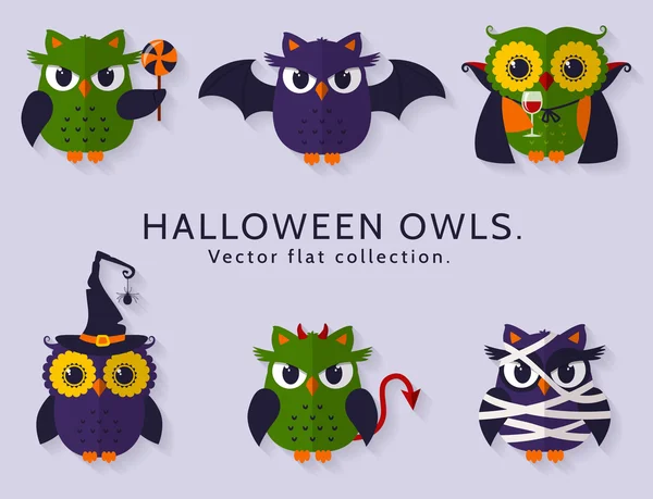 Halloween owls set Royalty Free Stock Vectors