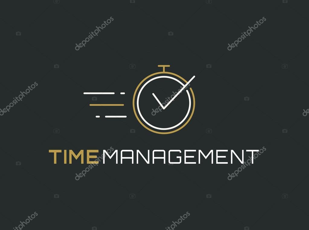 Time management logo template. Stopwatch line icon isolated on clean background. Vector concept symbol.