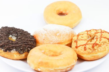 Beyaz üzerine çeşitli çörek