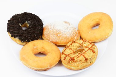 Beyaz üzerine çeşitli çörek