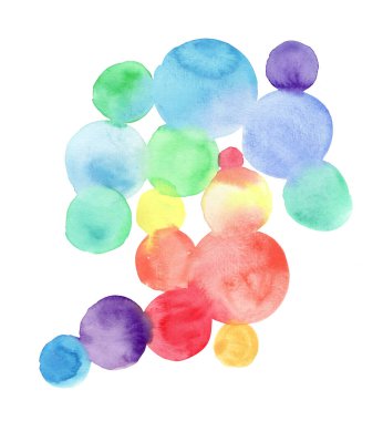 Watercolor rainbow circles. Watercolor abstract background, hand-painted texture, watercolor stains. Design for backgrounds, wallpapers, covers and packaging.	