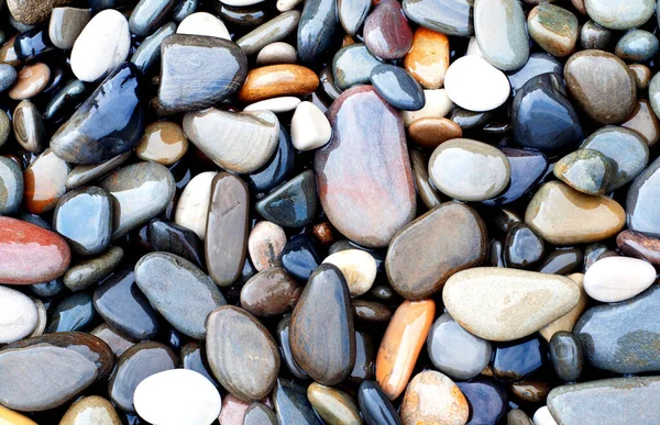 Natürliche Textur Hintergrund Bunte Meeressteine Wasser Draufsicht — Stockfoto