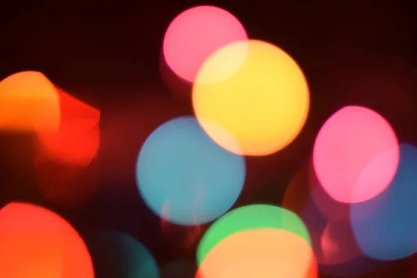 Glowing Festive Colored Light Circles Created Camera Lens Bokeh Christmas — Stock Photo, Image