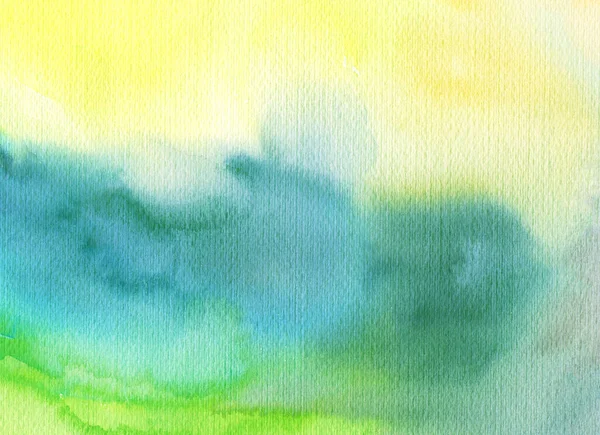 Fond Aquarelle Abstrait Texture Peinte Main Taches Peinture Verte Jaune — Photo