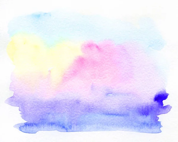 Aquarell Abstrakten Hintergrund Handgemalte Textur Aquarell Blau Gelb Lila Und — Stockfoto