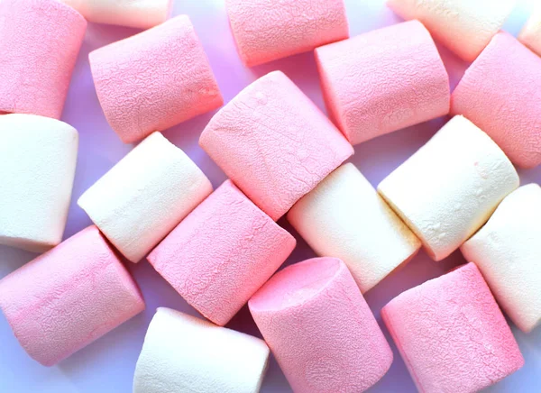 Marshmallows Multicoloridos Vista Superior Fundo Textura Marshmallows Coloridos Azuis Rosa — Fotografia de Stock