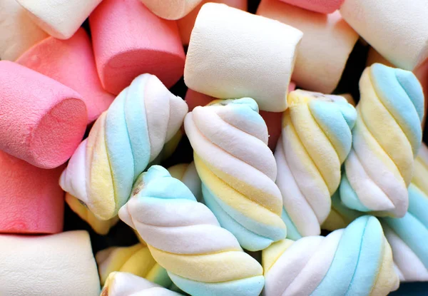 Barevné Marshmallow Pozadí Nebo Textura Barevné Růžové Modré Marshmallows — Stock fotografie
