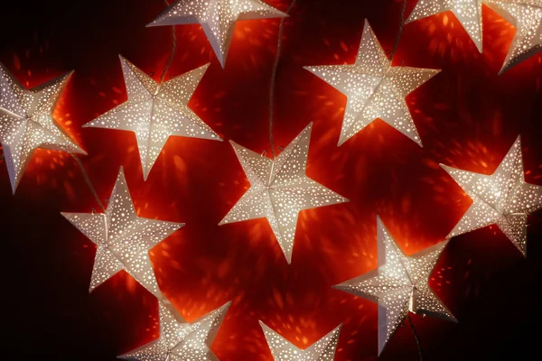 Gwiazdy Białego Papieru Dekoracje Wakacje Tło Świąt Bożego Narodzenia Nowego — Zdjęcie stockowe