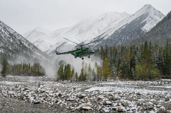 Helicopter on river Shumak — Stock Image Helicopter on river Shumak Royalty Free Stock Images