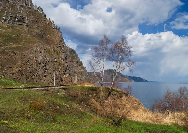 Spring di Circum-Baikal kereta api — Stok Foto