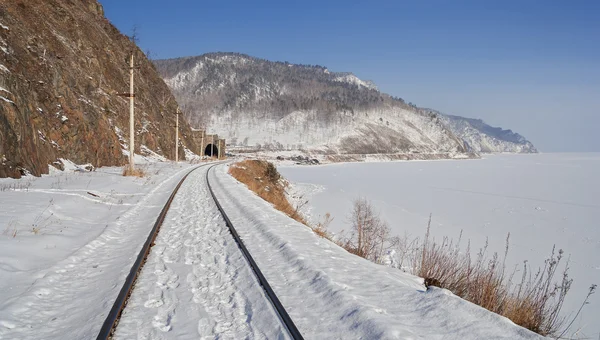 Ferrovia Circum-Baikal a gennaio — Foto Stock