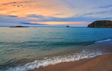 Güneş battıktan sonra Olkhonsky manzara