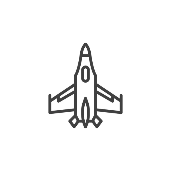 Jet avion de chasse ligne icône — Image vectorielle