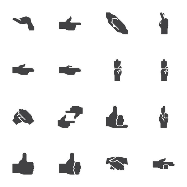 Hand gestures vector icons set