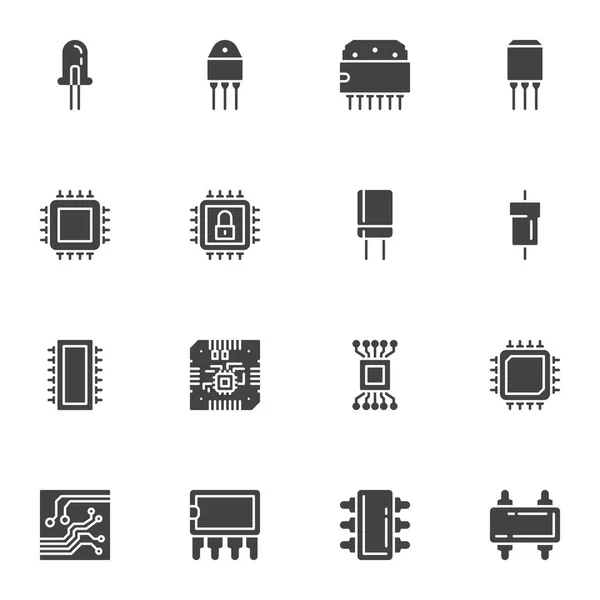 Microchip tecnología vector iconos conjunto — Archivo Imágenes Vectoriales
