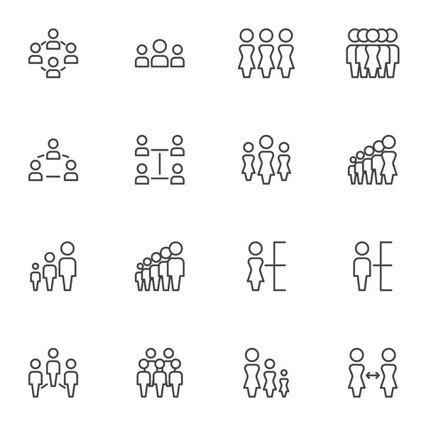 Conjunto de ícones de linha de grupo de trabalho em equipe —  Vetores de Stock