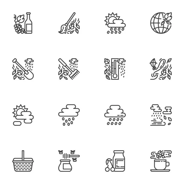 Conjunto de iconos de línea de tiempo de otoño — Archivo Imágenes Vectoriales