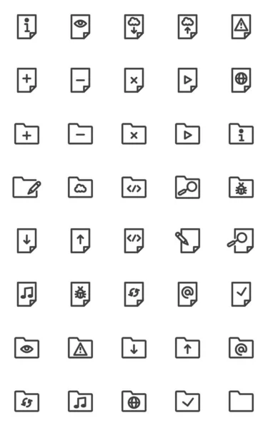 Conjunto de iconos de línea de archivos y carpetas — Archivo Imágenes Vectoriales