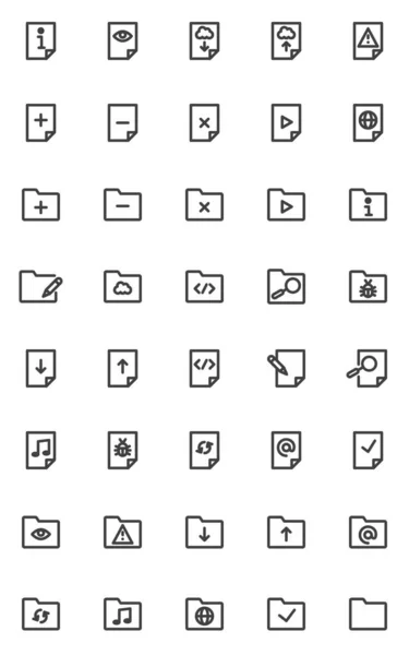File e cartelle linea di icone impostate — Vettoriale Stock