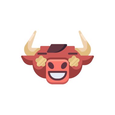 Yıldız gözlü boğa emoji düz simgesi