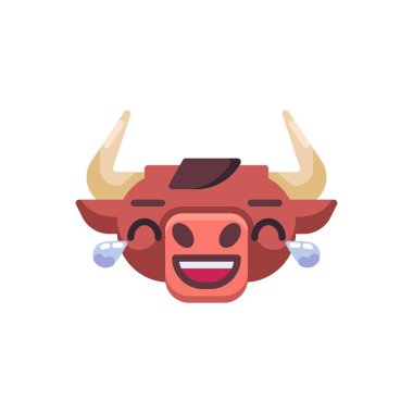 Gülen boğa emojisi düz simgesi