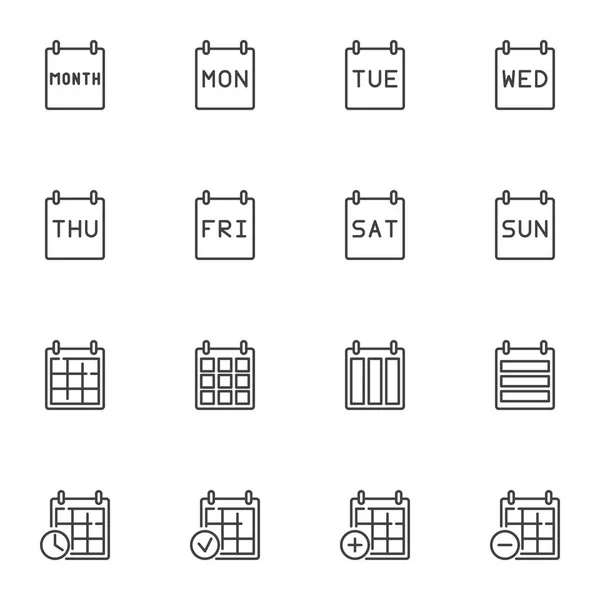 Набор значков линий планировщика календаря — стоковый вектор