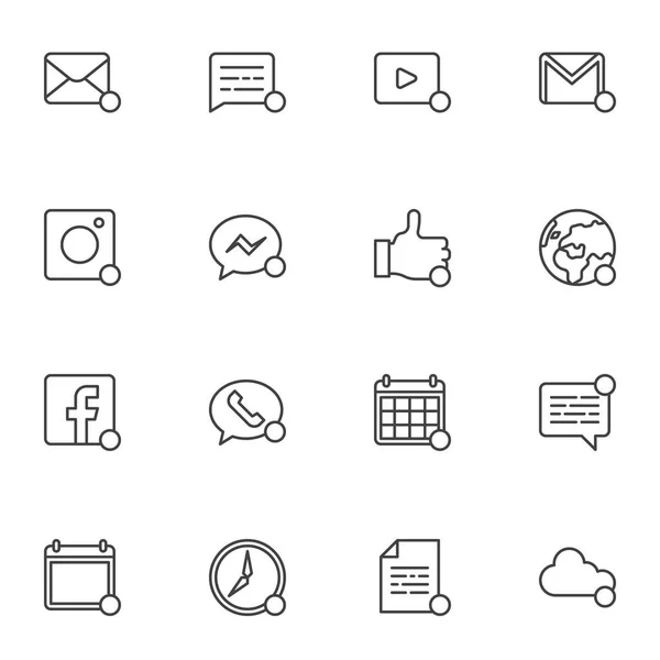 Conjunto de iconos de línea de notificación UI — Vector de stock