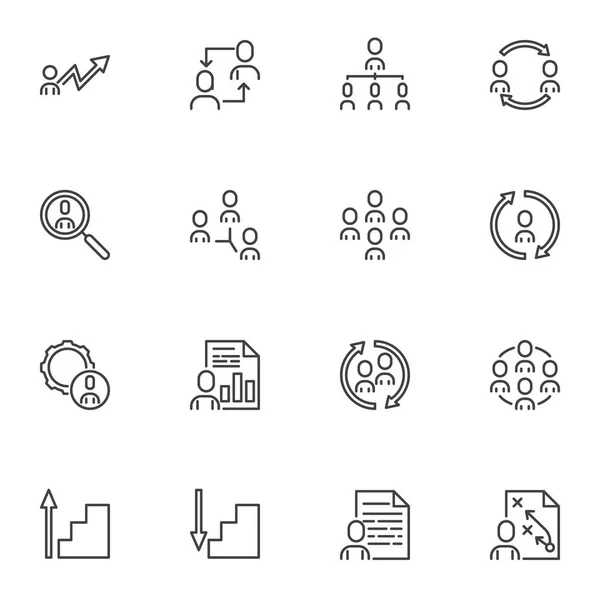 Conjunto de ícones de linha de trabalho em equipe —  Vetores de Stock