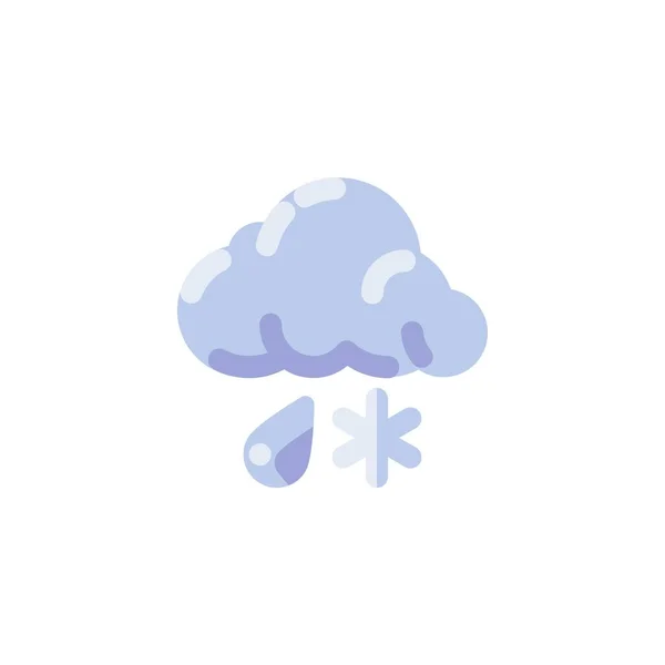 Wolk met regen sneeuw plat pictogram — Stockvector