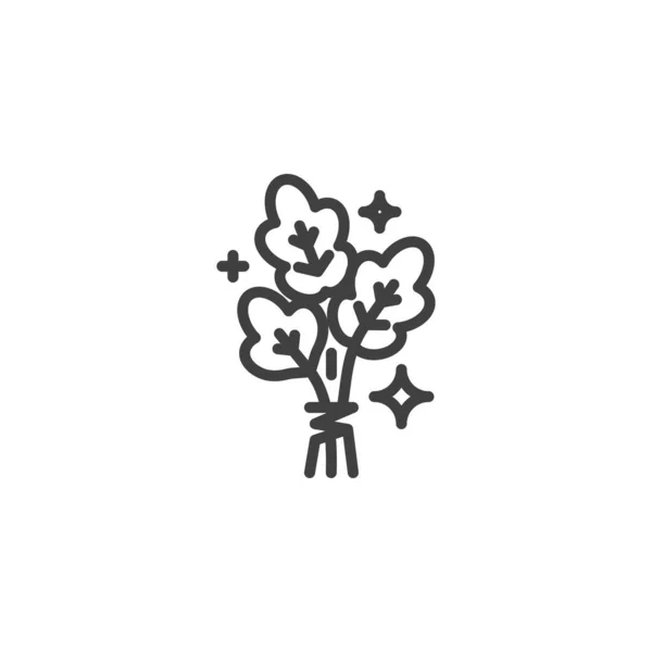 Varázslatos növény levelek vonal ikon — Stock Vector